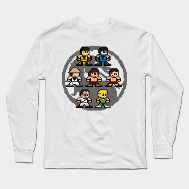 Pixelated Kombat Long Sleeve T-Shirt by 8-BitHero